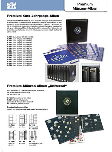 2 x SAFE Premium Münzhüllen – Ergänzungsblätter Nr. 7392 Ideal für 10 EURO oder 10 DM Münzen bis Münzen bis 33 mm + schwarze Zwischenblätter - 7