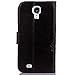 Galaxy S4 Leather Case,Galaxy S4 Floral Wallet Case,Leeook Card Slots Pu Leather Magnetic Closure Bookstyle Elegant Retro Pressed Flower Strap Flip Wallet Proective Case Cover with Stand for Samsung Galaxy S4+1x Black Stylus-Flower,Black