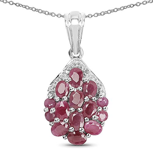 Sterling Silver Ruby Oval Cut Designer Pendant in 2.86 Carats for Women
