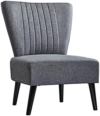 Striped Back Accent Chair, Plush Padded Dining &amp; Living Room Tub Armchair by Your Home (Dark Grey)