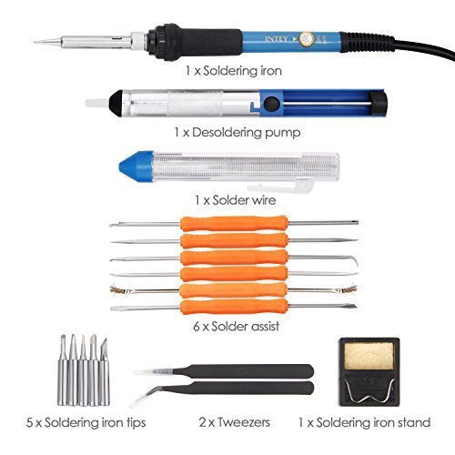 INTEY 17PCS Lötkolben Set 60 W 220V Einstellbare Temperatur von 200–450°C Ideal für Lötarbeiten & Reparaturen, Hobby, Schule & Haushalt - 2