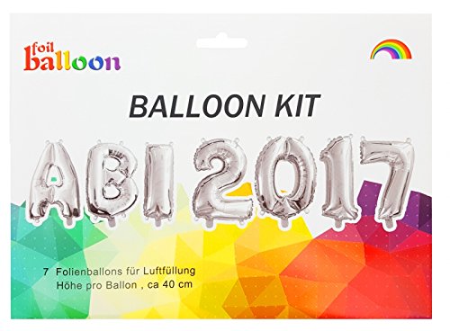 Folienballons Folienballons ABI 2017 , silber, ca. 40 cm, für Luftbefüllung