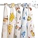 Set of 5 with Animals & Cars printed Nappies Newborn Baby Muslin Squares, Cloths, Bibs, Wipes 100% Pure Cotton Reusable Nappy**Other choices available. See inside.**