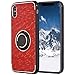 Produktbild Handyhülle für iphone XS Max, LolStore 360° Drehbarer Smartphone Fingerhalter Ständer mit Magnetischer Autohalter Kratzfest Schale Cover Hardcase für Apple iPhone XS Max, 6,5 Zoll- Rot