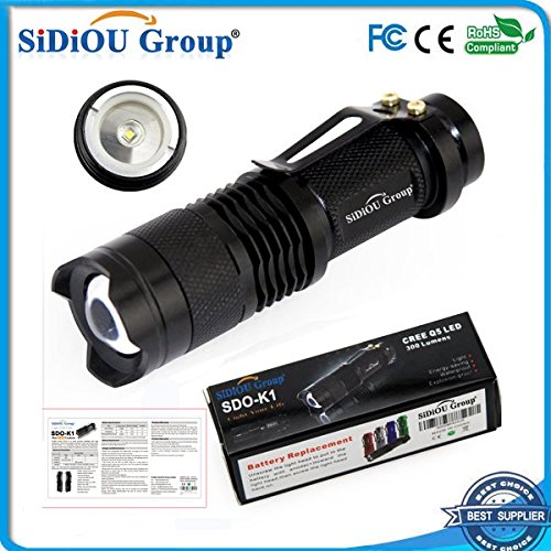 Sidiou Group Mini 7W 300lm Cree LED Taschenlampe Einstellbarer Fokus Zoom Licht Lampe (Rotlicht) - 7