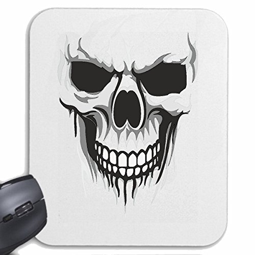 Mousepad (Mauspad) "SKULL TOTENKOPF SCHÄDEL BIKER ROCKER GOTHIC MOTORRADFAHRER SZENE SCHÄDEL SKELETT" für ihren Laptop, Notebook oder Internet PC .. (mit Windows Linux usw.) in Weiß