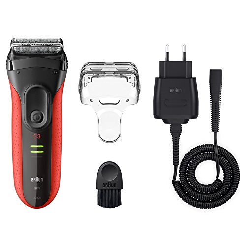 Braun Series 3 ProSkin 3030s Elektrischer Rasierer in der FC Bayern München Edition, 100% wasserfester Rasierapparat, wiederaufladbarer Elektrorasierer, rot - 5