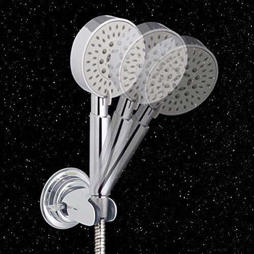 labkiss Neue Grade Winkel verstellbar Dusche Kopf, Super Power Vakuum Saugnapf Handbrause, Halterung mit Kleber 3 M Stick Disc, wiederverwendbar, wasserdicht, Heavy Duty, Wand montiert Duschkopf Halterung für Badezimmer Hotel, chrom-Finish - 2