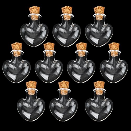 NUOLUX 10ST-Liebe-Herz-Glasflaschen für Hochzeiten Wunsch Schmuck Party Favors (Clear) - 5