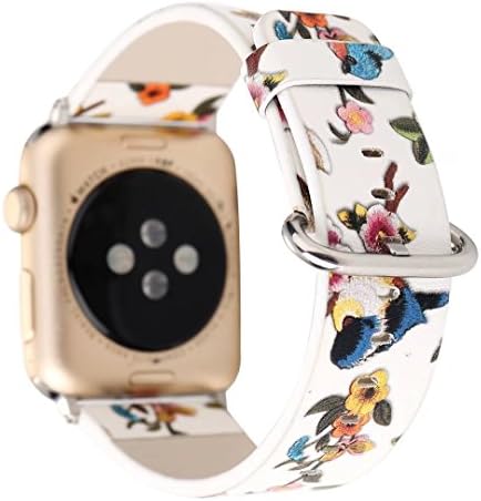 Designer Leather Apple Watch Replacement Band for Women, Over 30 Strap Variations for the 38mm or 42mm, fits Apple iWatch 3, 2, 1 and Nike Edition (42mm, Bird - White)