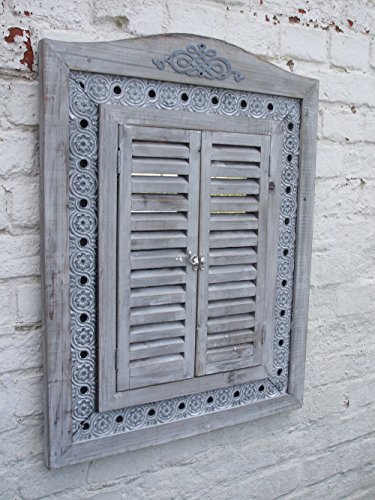 Großer, traumhafter Wandspiegel, Fensterläden, Landhausstil, grau, 73 x 55 cm - 2