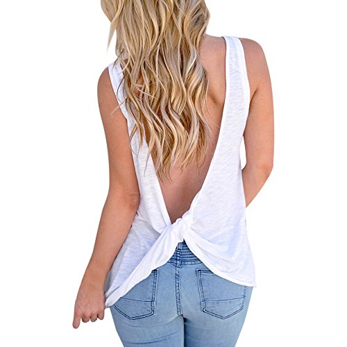 Mujer Camiseta Tirantes Floral Impreso Blusa Escote Sin Manga Cuello V Camisola Espalda Descubierta Elegante Top Shirt