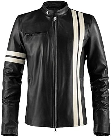 Driver San Francisco Black with White Stripes Leather Jacket