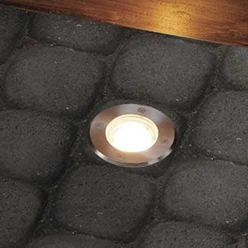 Bodeneinbaustrahler/ Edelstahl/ Gartenstrahler/ Bodenleuchte/ durschleifbar/ IP65/ GU10-230V/ Rund (Ohne Leuchtmittel) - 3