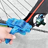 Fácil de instalar y usar. Sólo 5 pasos. Abra la funda, coloque la cadena en el medio, cierre la funda, añade líquido de limpieza, instale el mango y luego mantenga la mano y gira el pedal de la bicicleta.
