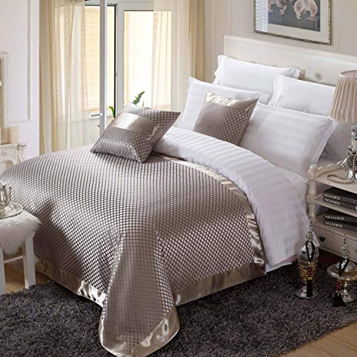 OSVINO Coureurs de Lit Jacquard Noble Classique Chemin de Lit Bed Runner Large Grand Taille, Marron 240X155cm pour 180cm lit