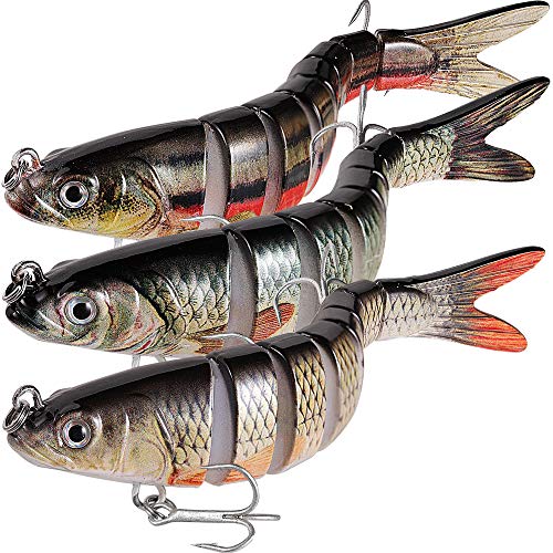 TRUSCEND Leurres Articulés Pêche aux Leurres 13cm Poissons Nageurs pour Le Bar Swimbait Glidebait avec Hameçons Mustad Appât Dur Réaliste Coule Lentement Kit de Pêche