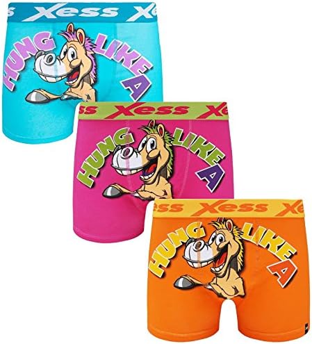 Men Funny Shorts Designer Novelty 3 Pack Gift Boxer Briefs & Shorts Underwear Pants Donkey (L)