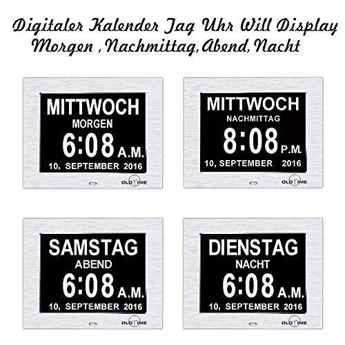 OLDTIME® 8″ Digital Wecker,Digitaler Kalender Tag Uhr Für Demenz sehschwachen Gelesen Werden,Kinder, Senioren, Sehschwache und Alzheimer Patienten -Großer Schrift Elektronischer Kalender Tag Uhr,Weihnachts Geschenke – Erinnerung an die Medikamenteneinnahme - 3