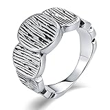 Coniea Schmuck Ringe Edelstahl Herren Herren Ring Uhr Silber Siegel Ringe Punk Bands Hochglanzpoliert Kreise Runde Größe 62 (19.7)