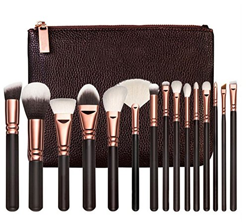 Z-O-E-V-A 15pcs Makeup Brushes Professional Rose Golden Luxury Set Brand Make Up Tools Kit Powder Blend Cosmetic brushes LUXURY SET (15pcs/set Brown)