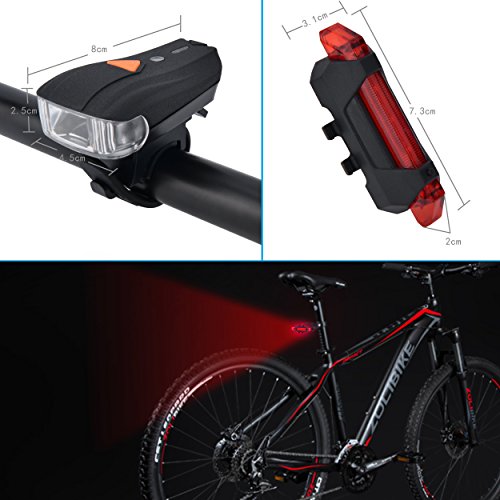 LED Fahrradlicht, ELINKER Fahrradlampe Set, Stvzo Standard Genehmigt, Wasserdichtes Frontlicht und Rücklicht mit 2 USB Ladekabel - 7