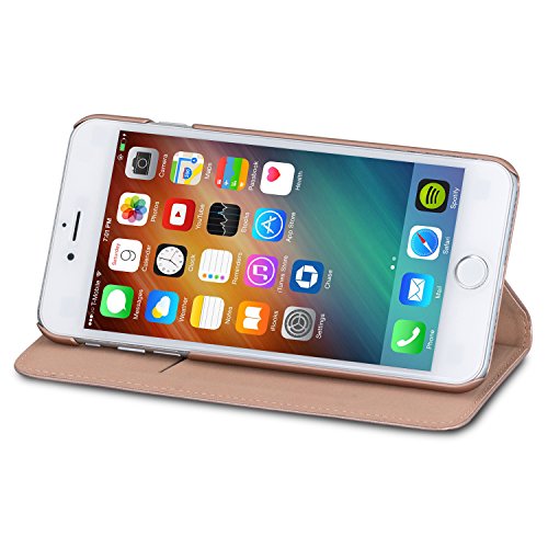 CASEZA iPhone 8 Plus Funda iPhone 7 Plus Funda Rosa Oro tipo libro piel PU Case Cover Carcasa plegable cartera Oslo piel vegana premium para Apple iPhone 8 Plus   7 Plus - Con cierre magn  tico