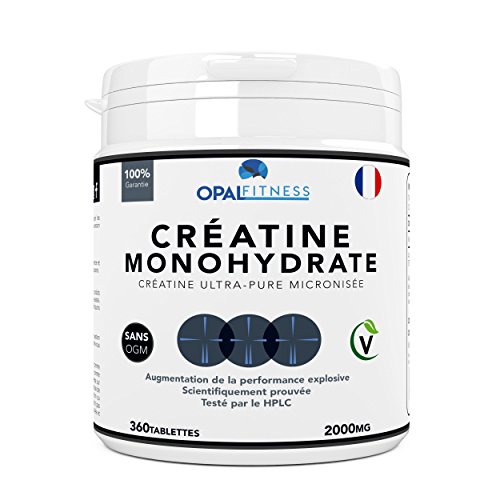 Créatine Complément Alimentaire par Opal Fitness | Comprimés de créatine de monohydrate | Augmentation de la puissance, de la performance explosive et de la masse musculaire maigre