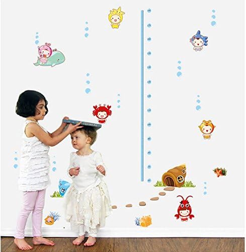Honeysuck Children Measuring Ruler Nursery Underwater World 60-180cm Wall Sticker Art Decal for Children