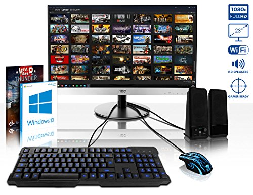 VIBOX Predator Komplett-PC Paket 10 Gaming PC - 4,3GHz AMD FX Quad-Core CPU, RX 470 GPU, VR Ready, Hochleistung, Desktop Gamer Computer mit Spielgutschein, 23" Monitor, Gamer Tastatur & Mouse, Windows 10, lebenslange Garantie* (4,2GHz (4,3GHz Turbo) Superschneller AMD FX 4350 Quad-Core Prozessor CPU, AMD Radeon RX 470 4GB Grafikkarte, 32GB DDR3 1600MHz RAM, 2TB (2000GB) SATA III 7200rpm Festplatte, Aerocool 600W 85+ Netzteil, Coolermaster Storm Trooper Gaming Gehäuse, AM3+ Mainboard)