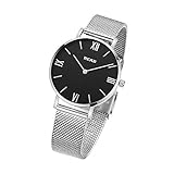 READ Damenuhr, Quarzuhr, Top-Marke, ultradünne Armbanduhren (Metallic-Black)