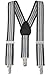 Buyless Fashion Kids And Baby 2.5cm Elastic Adjustable Trousers Y Back Suspenders Braces – With Strong Heavy Duty Clips - Gray White Stripe - Size 26