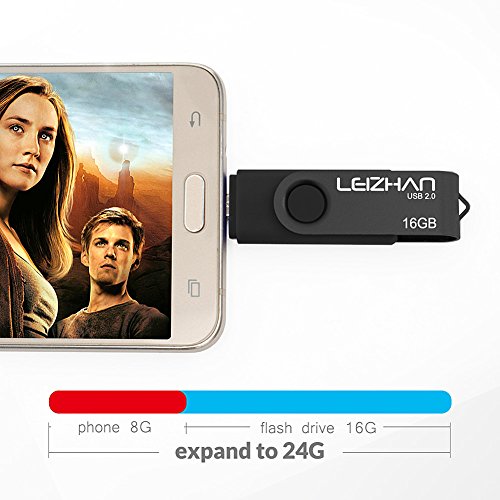 LEIZHAN Black OTG USB Flash Drive 16GB Memory Stick USB Key smartphone Pen Drive For Computer and Android Phone Good quality