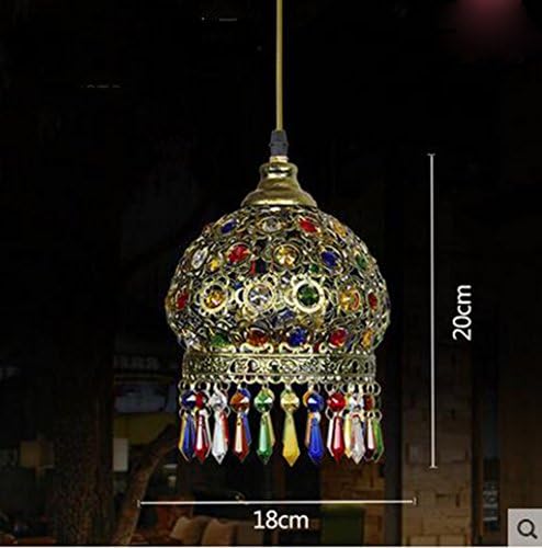HOME Bohemian Style Baking Process Top Base High Quality Crystal Pendant Octagon Bead Shade Pendant Lamp
