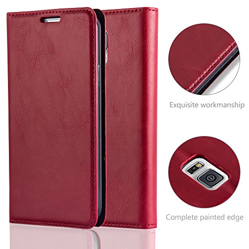 Samsung Galaxy S5 / S5 NEO HÃ¼lle in ROT von Cadorabo - HandyhÃ¼lle mit unsichtbarem Magnetverschluss Standfunktion und Kartenfach Case Cover SchutzhÃ¼lle Etui Tasche Book Klapp Style in APFEL ROT