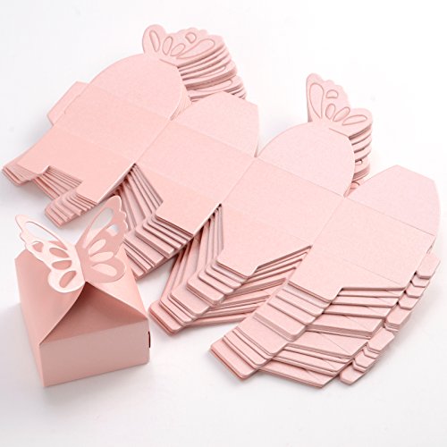 50 x Gastgeschenk Schachtel Geschenkbox Hochzeit Kaestchen Schmetterling?pink