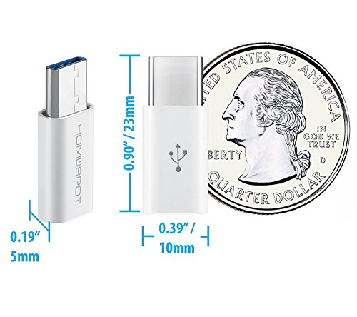 HomeSpot USB C auf Micro USB Adapter für Type C Geräte, neues Apple MacBook, Google ChromeBook Pixel, HTC 10, LG G5, Nexus 5X, Nexus 6P, OnePlus 2 (Sparpack 4 x Weiß) - 5