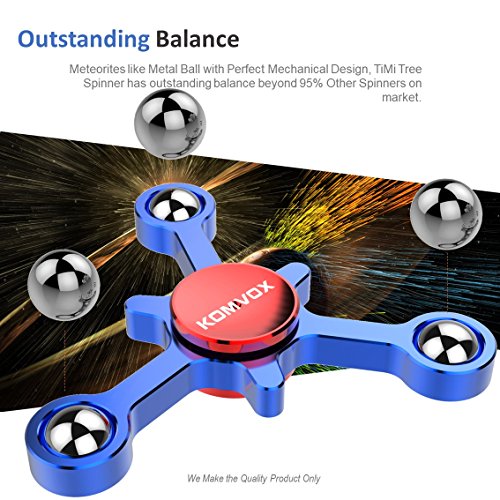 Fidget Spinner Finger Toy Aluminum Alloy Best Stress Reducer Spinning Top for ADHD, Anxiety, Time Killing with Max 4+ Mins Spinning time – by KOMVOX (Blue) - 4