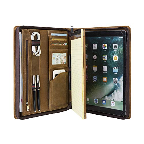 Fait à la main vintage Cuir véritable Taille A4 Portefeuille à fermeture Éclair, surface Pro 6/ Fait à la main vintage Cuir véritable Taille A4 Portefeuille à fermeture Éclair, surface Pro 6/