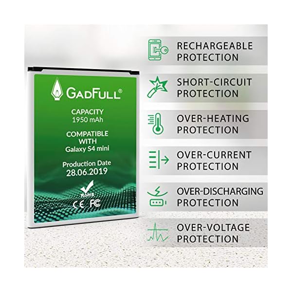 GadFull Akku für Samsung Galaxy S4 Mini | 2019 Baujahr | Entspricht Dem Original B500BE | Lithium-Ionen-Akku der Modelle Galaxy S4 Mini i9190 |Galaxy S4 Mini Dual SIM i9192 |Galaxy S4 Mini LTE i9195 – Bild 3