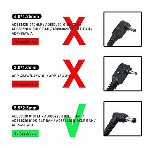[TUV GS LISTED] HUIKEYUAN 45W 19V Laptop Netzteil Notebook-Ladegerät für Asus ADP-45BW B, EXA1208CH, Asus X450 X550V X551 X551C X551CA X551M X551MA X551MAV Y481C W519L, ASUS Q502L F551MA, ASUS VivoBook Q301LA V551LA V551LB V551LA-DH51T, Stecker 5,5*2,5mm - 7