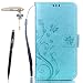 Produktbild Samsung Galaxy J3 ( 2017 ) Hülle, Samsung Galaxy J3 ( 2017 ) Schutzhülle, Alfort 3 in 1 Lederhülle Fashion Design Premium PU Leder Hohe Qualität Tasche Case Cover Kasten Abdeckung Wallet für Samsung Galaxy J3 ( 2017 ) 5.0" Smartphone Funktion Standfunktion Unterstützte Telefone und Magnetverschluss mit Schmetterling ( Grün ) + Alfort Schwarz Stylus Pen + Netter Staub Stecker