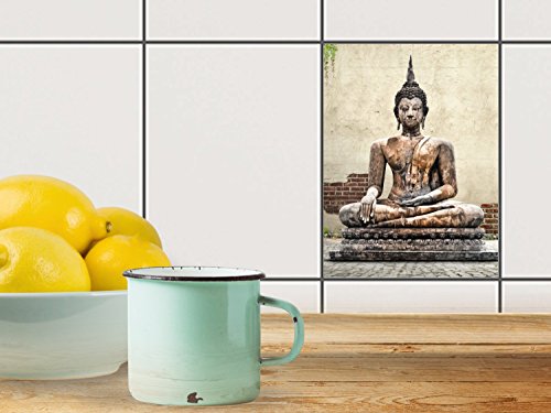 Fliesen-Muster | Dekorations-Fliesensticker Küchenfliesen Bad-Folie Küchengestaltung | 15×20 cm Design Motiv Relaxing Buddha – 1 Stück - 2