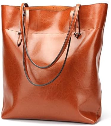 Panlom® Women's Genuine Cow Leather Simple Style Tote Shoulder Bag --BROWN