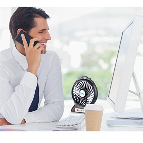 COO Mini USB Ventilator, eine hohe Qualität Tischventilator USB fan mit auch Power bank Funktion, gilt für Zuhause, Büro und Schreibtisch (Schwarz) - 5