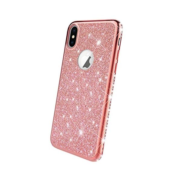 Homikon Silikon Hülle Kompatibel mit iPhone X/XS Überzug TPU Bling Glitzer Strass Diamant Schutzhülle Ultra Dünn Kratzfest Soft Flex Silikon Handyhülle Tasche Case – Bild 3