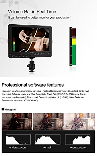Bestview S7 7 Zoll 1920*1200 Unterstützen 4K Signal 4096X2160P@24Hz DSLR Vdieo Kamera HDMI Feldmonitor mit HDMI Input Output mit Akku, HDMI Kabel und Pergear Reinigungs Set für Canon Nikon Sony DSLR Kameras und Comcorder - 7