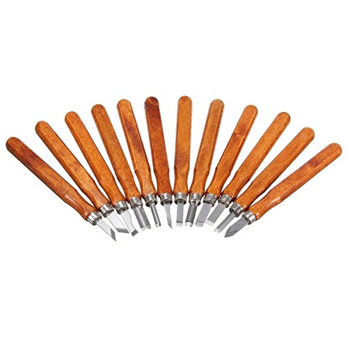 TILY Holzschnitz Werkzeuge Packung 2 Carbon Stahl Set Von 12 Kinder Personalisierte Hand Pry Bar Werkzeuge Kit / Werkzeuge Holz Meißel Set mit hölzernen Messer Box Anfänger, Tischler, Carver Künstler - 5
