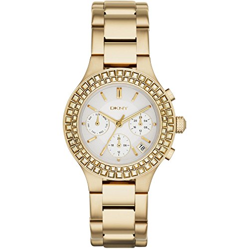 DKNY  - Reloj de cuarzo para mujer, correa de acero inoxidable chapado color dorado