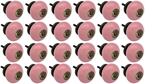 Nicola Spring Ceramic Cupboard Drawer Knobs - Pink - Pack Of 24